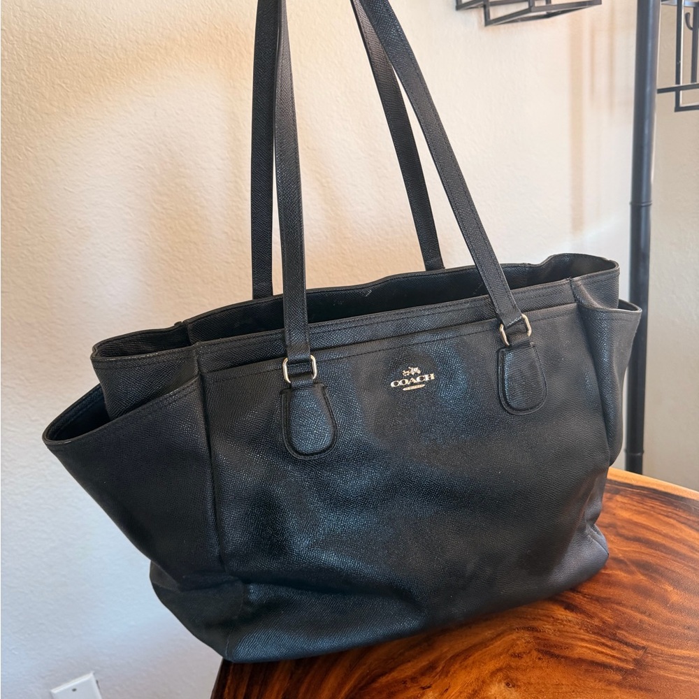 Coach Black Leather Tote Bag